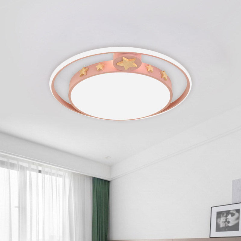 Round Flush Mounted Acrylic LED Ceiling Lamp in Pink/White/Gray – Perfect for Bedroom Lighting