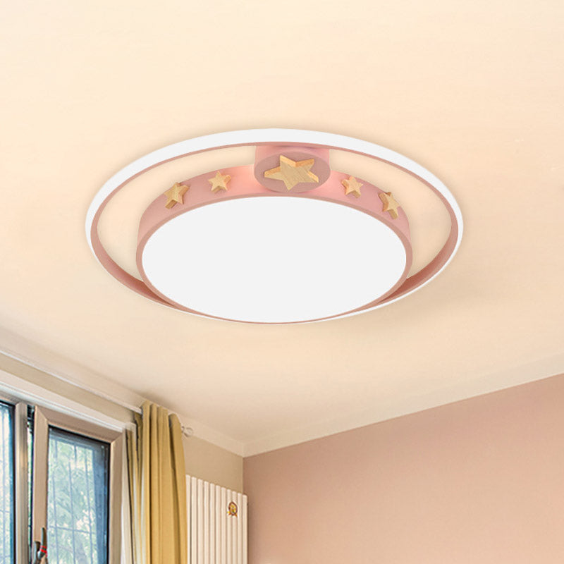 Round Flush Mounted Acrylic LED Ceiling Lamp in Pink/White/Gray – Perfect for Bedroom Lighting
