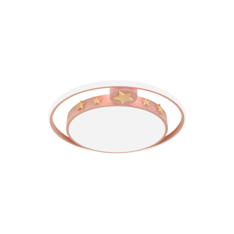 Round Flush Mounted Acrylic LED Ceiling Lamp in Pink/White/Gray – Perfect for Bedroom Lighting