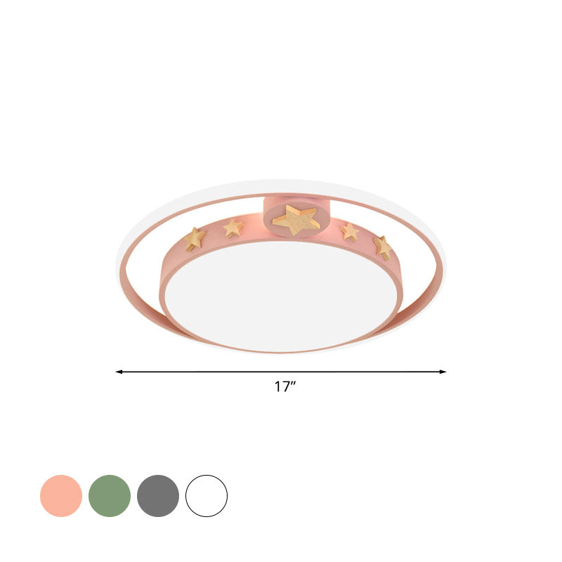 Round Flush Mounted Acrylic LED Ceiling Lamp in Pink/White/Gray – Perfect for Bedroom Lighting