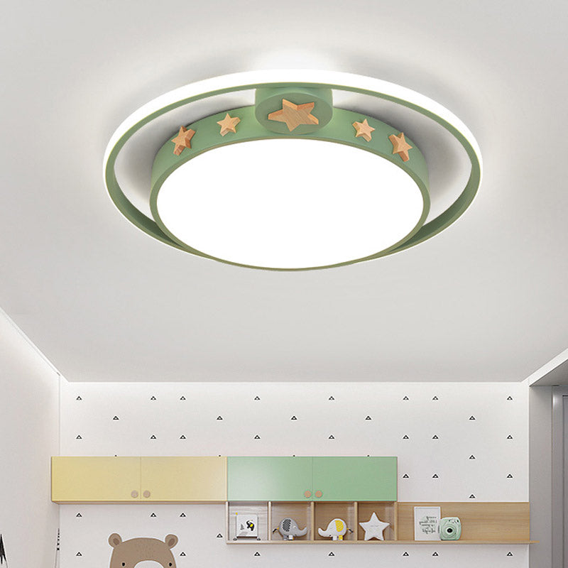 Round Flush Mounted Acrylic LED Ceiling Lamp in Pink/White/Gray – Perfect for Bedroom Lighting
