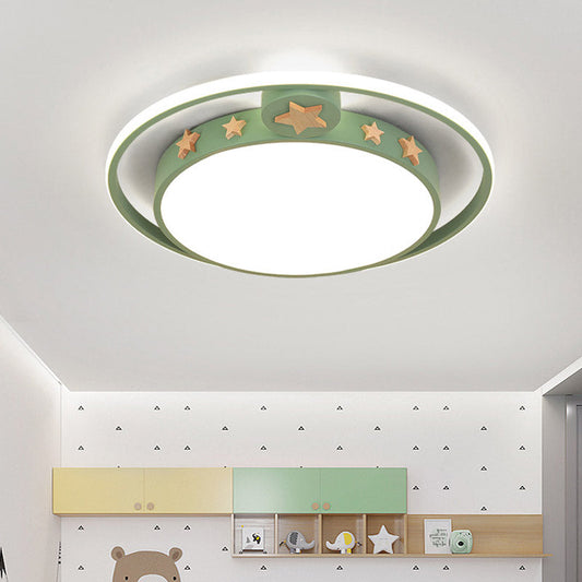 Round Flush Mounted Acrylic LED Ceiling Lamp in Pink/White/Gray – Perfect for Bedroom Lighting