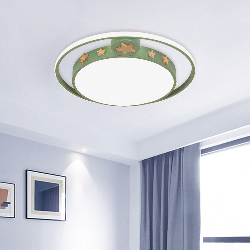 Round Flush Mounted Acrylic LED Ceiling Lamp in Pink/White/Gray – Perfect for Bedroom Lighting