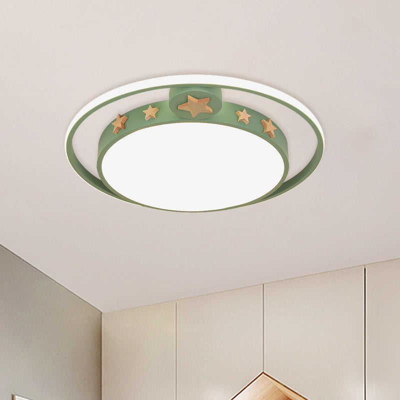 Round Flush Mounted Acrylic LED Ceiling Lamp in Pink/White/Gray – Perfect for Bedroom Lighting