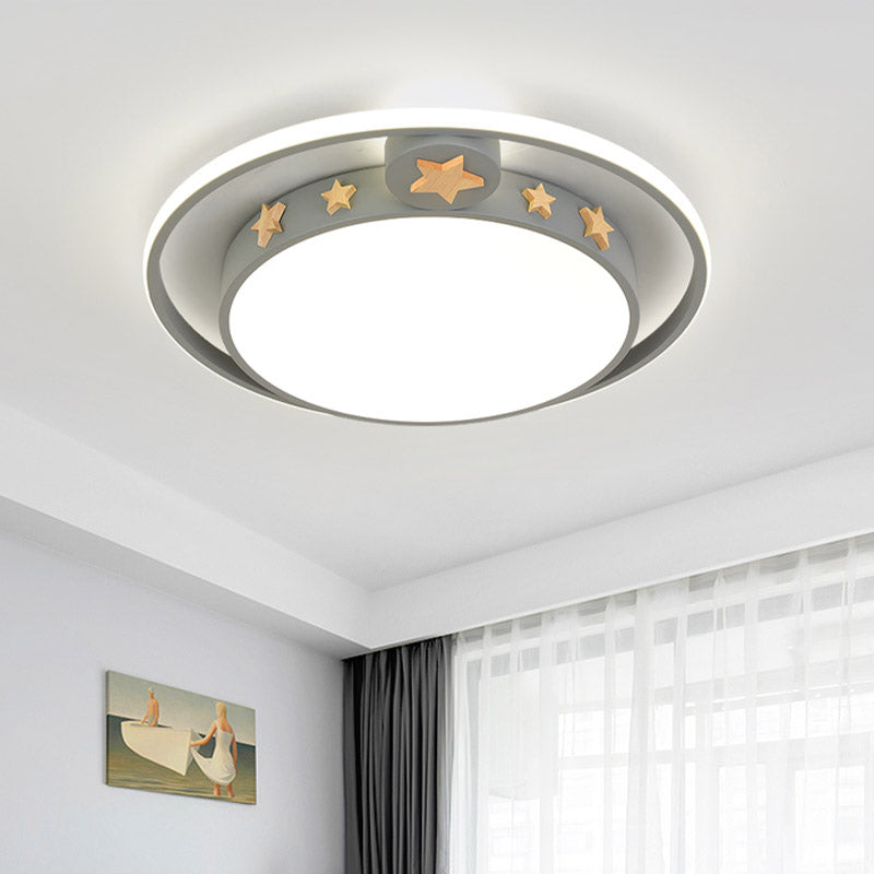 Round Flush Mounted Acrylic Led Ceiling Lamp In Pink/White/Gray Perfect For Bedroom Lighting Grey