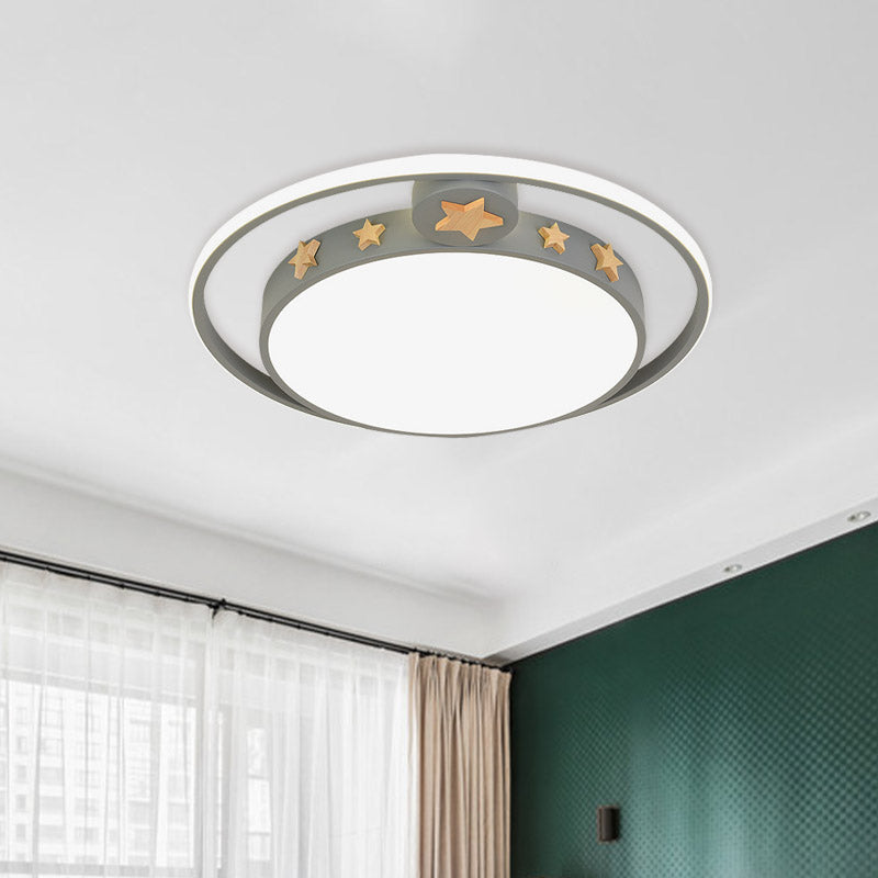Round Flush Mounted Acrylic LED Ceiling Lamp in Pink/White/Gray – Perfect for Bedroom Lighting