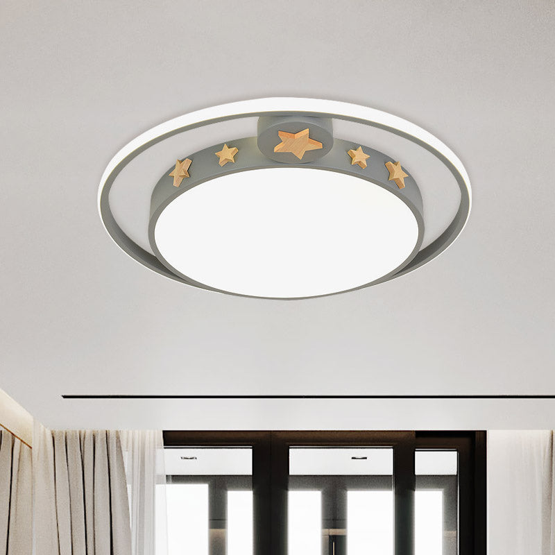 Round Flush Mounted Acrylic LED Ceiling Lamp in Pink/White/Gray – Perfect for Bedroom Lighting