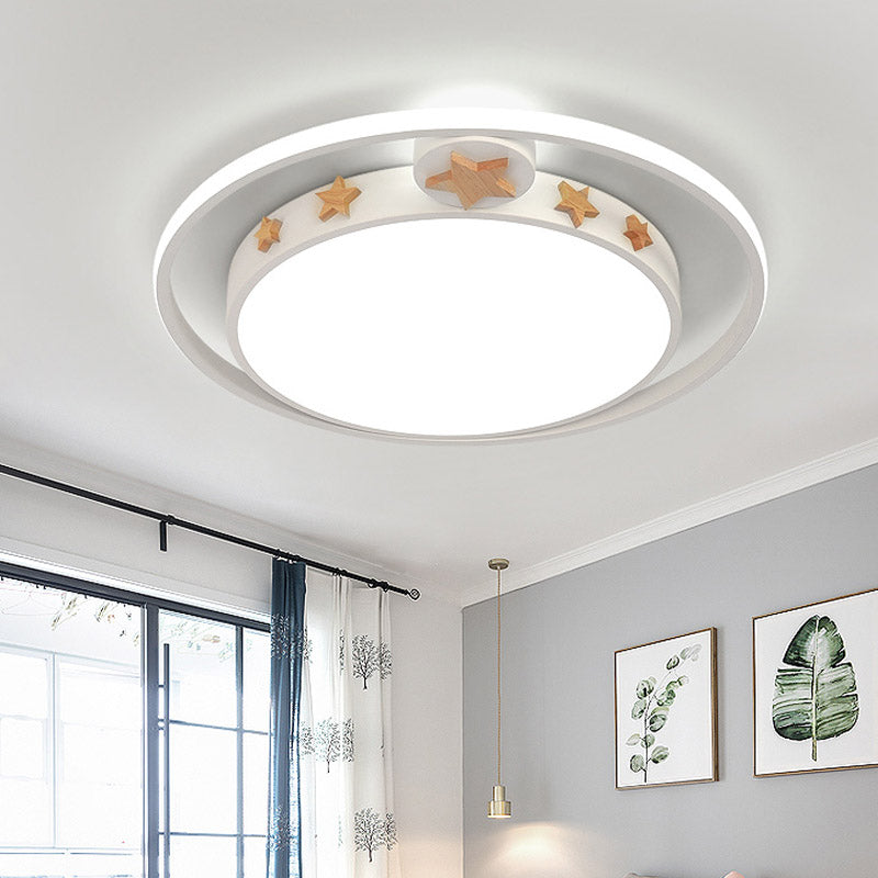 Round Flush Mounted Acrylic LED Ceiling Lamp in Pink/White/Gray – Perfect for Bedroom Lighting