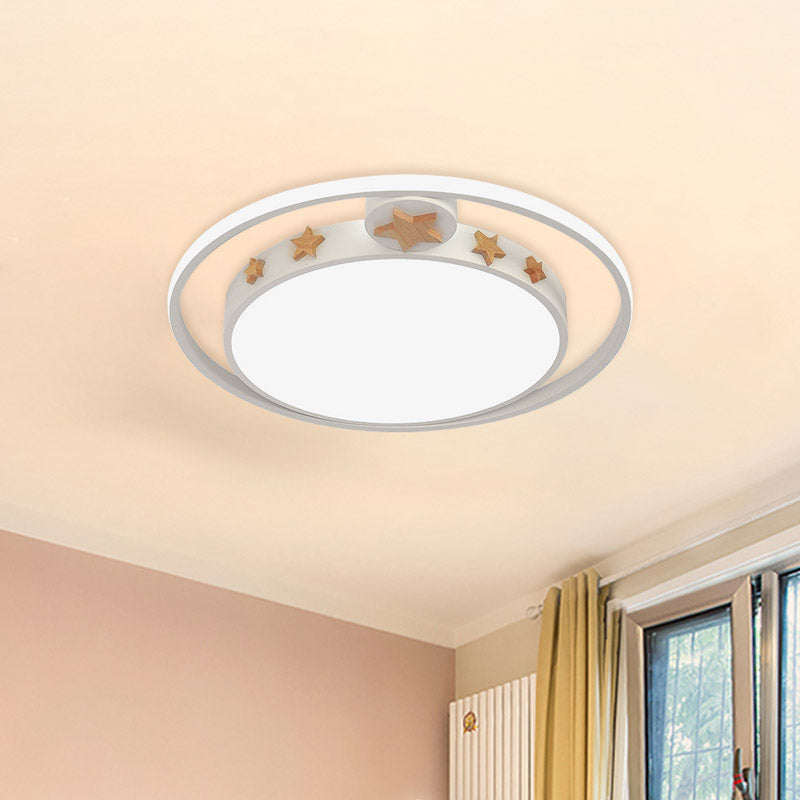 Round Flush Mounted Acrylic LED Ceiling Lamp in Pink/White/Gray – Perfect for Bedroom Lighting