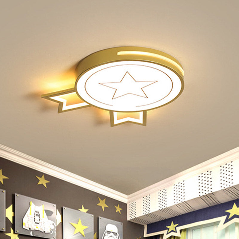 Contemporary LED White Acrylic Medal Ceiling Light Fixture in Warm/White Flushmount Light