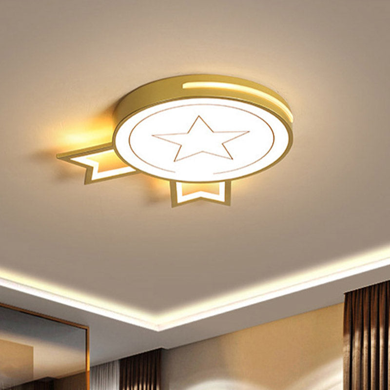 Contemporary LED White Acrylic Medal Ceiling Light Fixture in Warm/White Flushmount Light