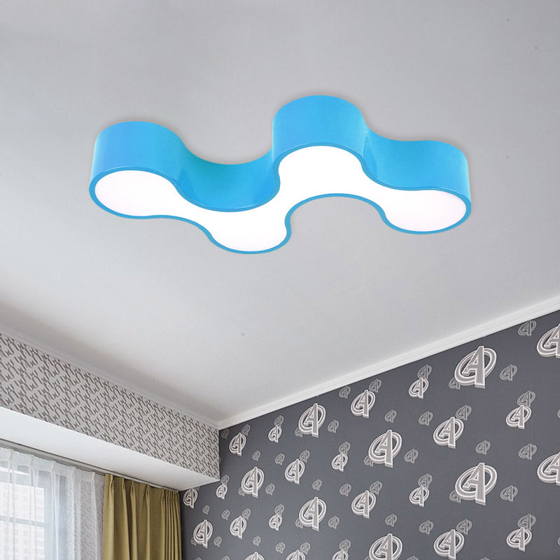 Kid's Bedroom Acrylic Geometric Cartoon LED Flushmount Light in Green/Yellow/Blue