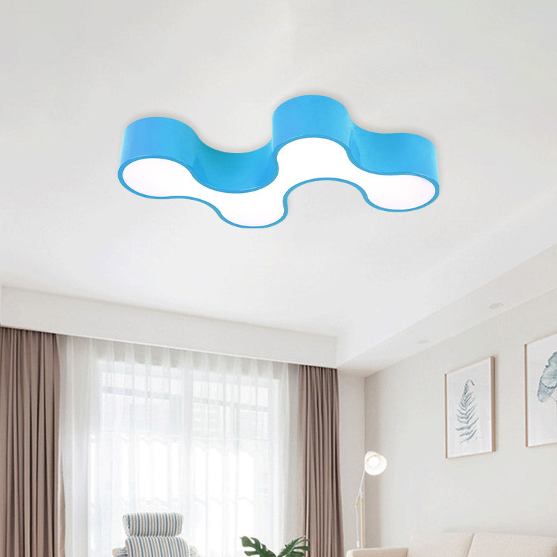Kid's Bedroom Acrylic Geometric Cartoon LED Flushmount Light in Green/Yellow/Blue