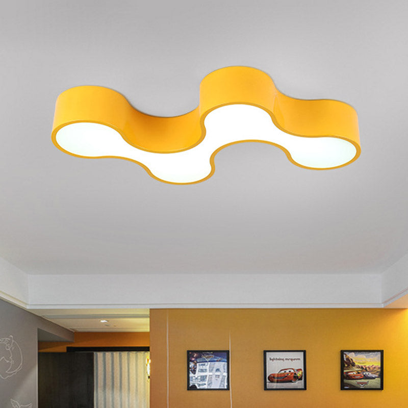 Kid's Bedroom Acrylic Geometric Cartoon LED Flushmount Light in Green/Yellow/Blue