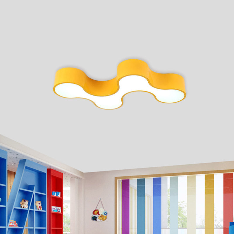 Kid's Bedroom Acrylic Geometric Cartoon LED Flushmount Light in Green/Yellow/Blue
