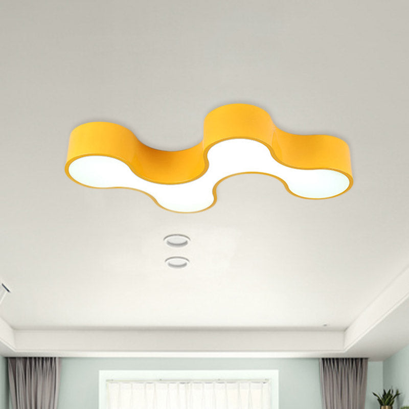 Kid's Bedroom Acrylic Geometric Cartoon LED Flushmount Light in Green/Yellow/Blue