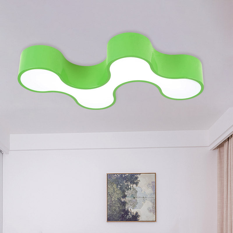 Kid's Bedroom Acrylic Geometric Cartoon LED Flushmount Light in Green/Yellow/Blue