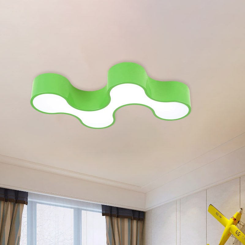 Kid's Bedroom Acrylic Geometric Cartoon LED Flushmount Light in Green/Yellow/Blue