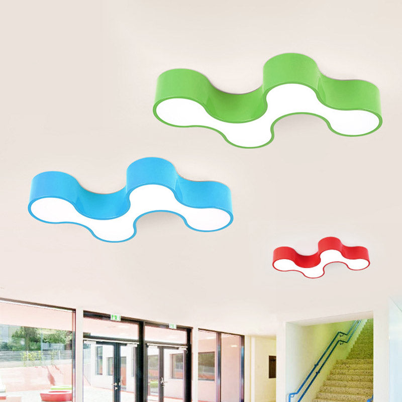 Kid's Bedroom Acrylic Geometric Cartoon LED Flushmount Light in Green/Yellow/Blue