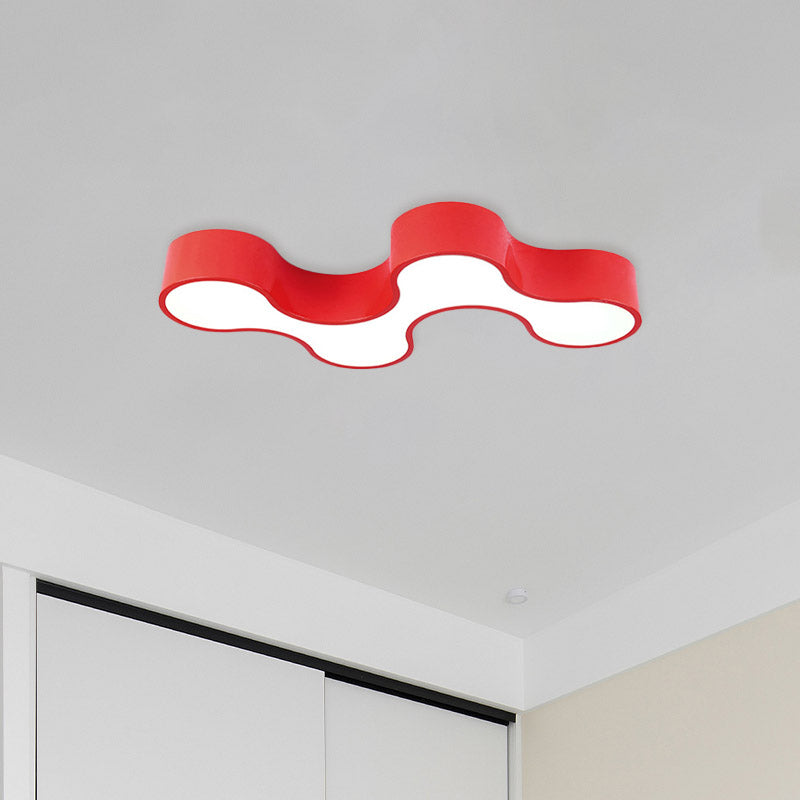Kid's Bedroom Acrylic Geometric Cartoon LED Flushmount Light in Green/Yellow/Blue