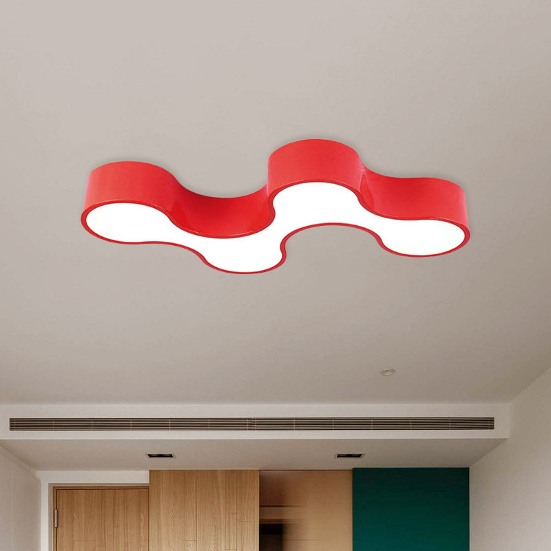 Kid's Bedroom Acrylic Geometric Cartoon LED Flushmount Light in Green/Yellow/Blue