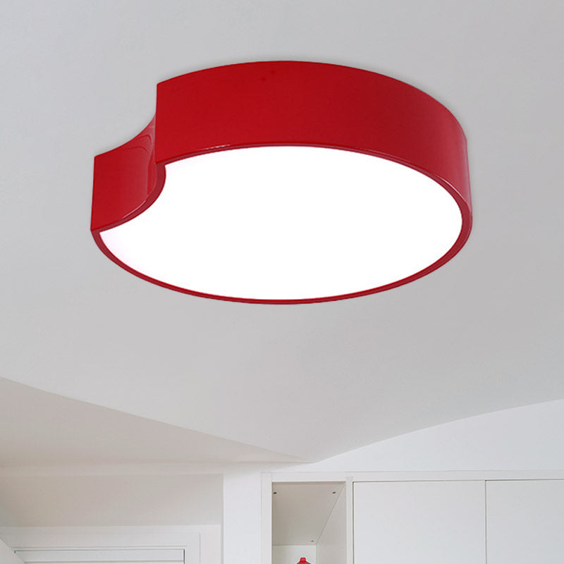 Modern LED Flush Mount Light with Acrylic Shade - Red/Yellow/Blue Round Fixture