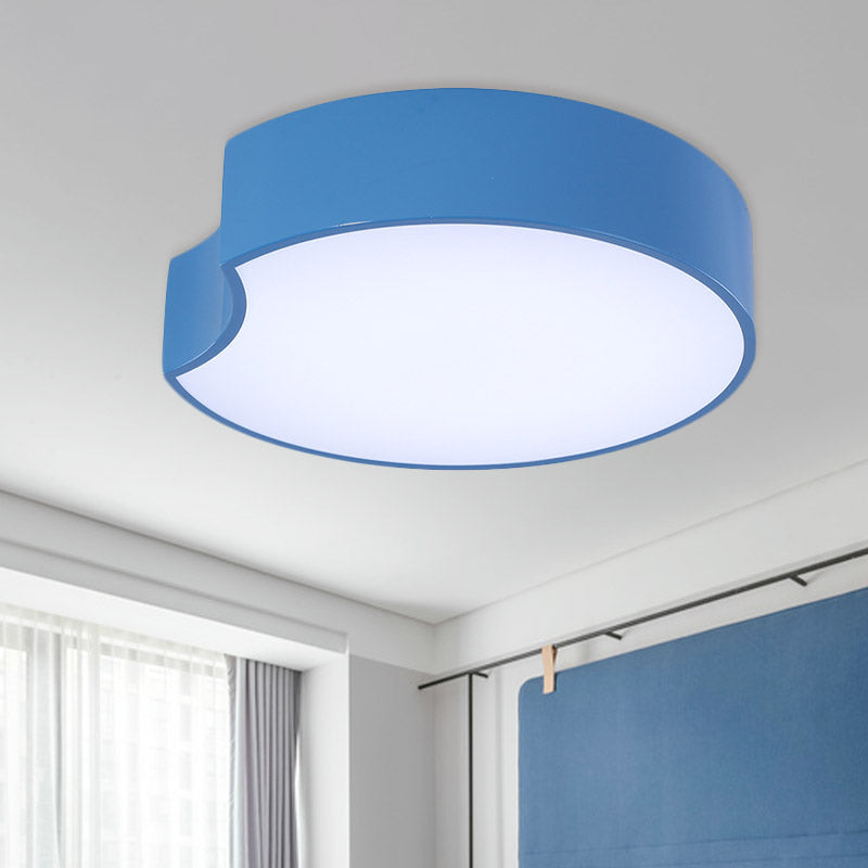 Modern LED Flush Mount Light with Acrylic Shade - Red/Yellow/Blue Round Fixture