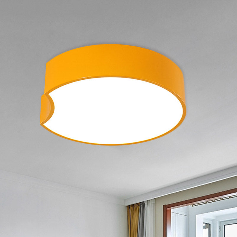 Modern LED Flush Mount Light with Acrylic Shade - Red/Yellow/Blue Round Fixture