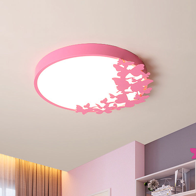 Contemporary LED Drum Ceiling Light Fixture in Pink/Blue/Yellow - Brighten Your Bedroom with Flush Mount Lighting