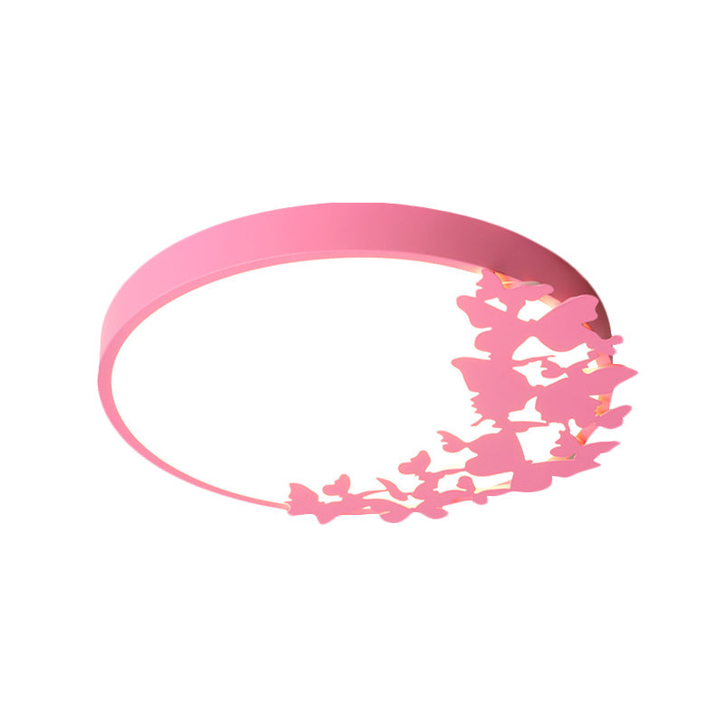 Contemporary LED Drum Ceiling Light Fixture in Pink/Blue/Yellow - Brighten Your Bedroom with Flush Mount Lighting