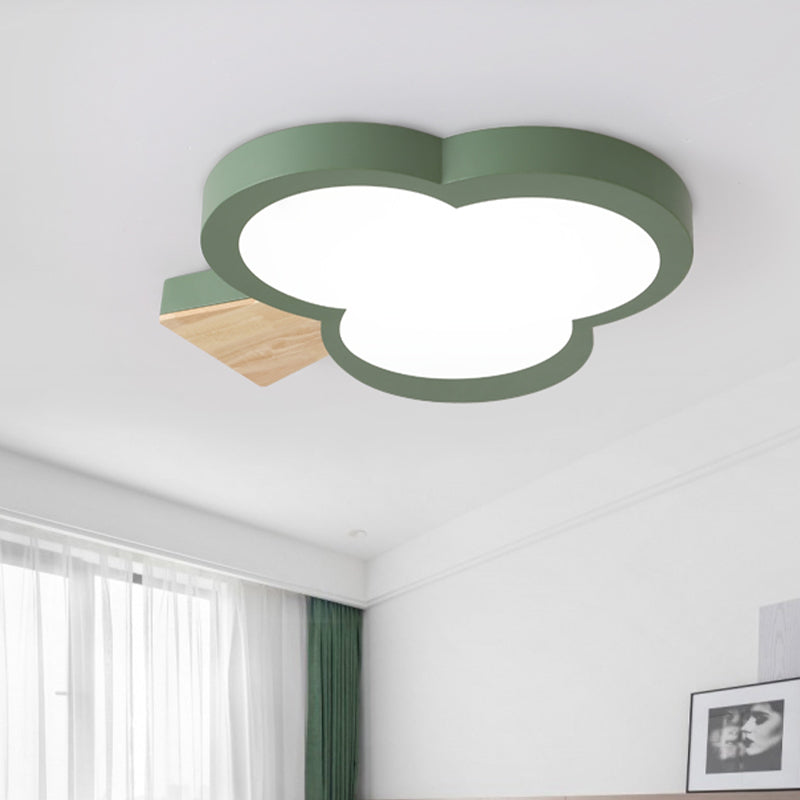 Modern LED Close to Ceiling Light with Acrylic Shade – Gray/White/Green Tree Flush Mount Lamp