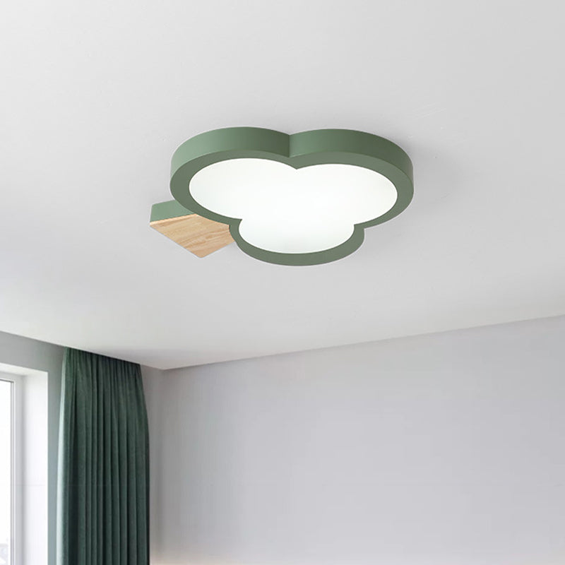 Modern LED Close to Ceiling Light with Acrylic Shade – Gray/White/Green Tree Flush Mount Lamp