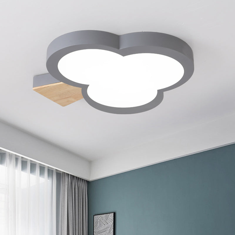 Modern Led Close To Ceiling Light With Acrylic Shade Gray/White/Green Tree Flush Mount Lamp