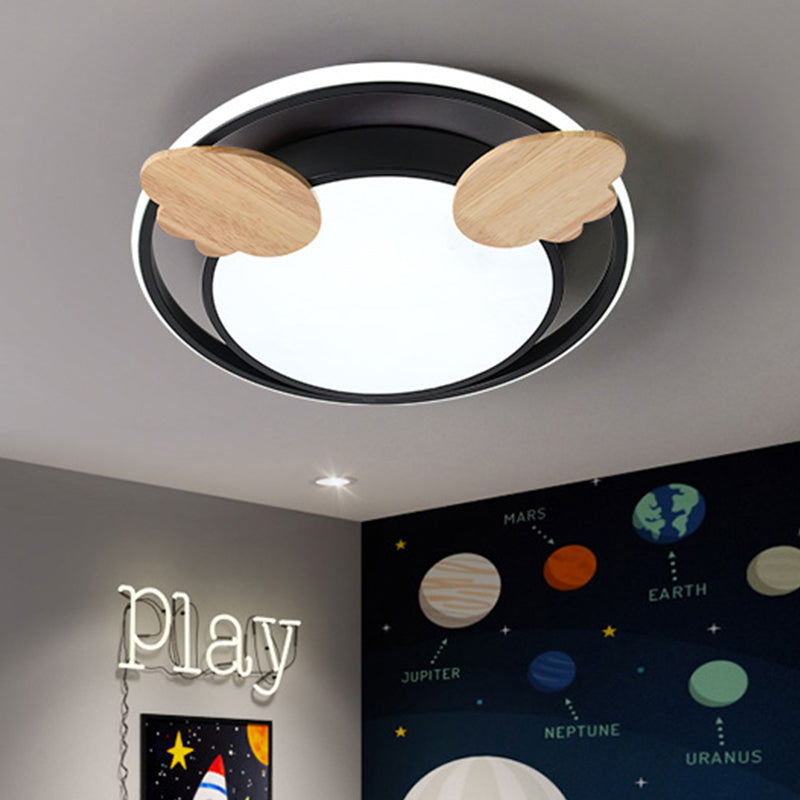 Contemporary Led Bedroom Flush Light With Acrylic Shade & Rainbow Bridge/Windmill/Carrot Décor
