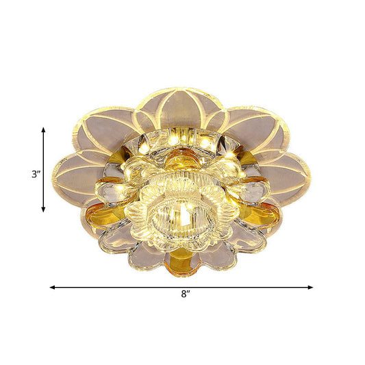 Minimalist Led Flush Mount Ceiling Light With Petal Clear Crystal Shade In Warm/White/Multi Color