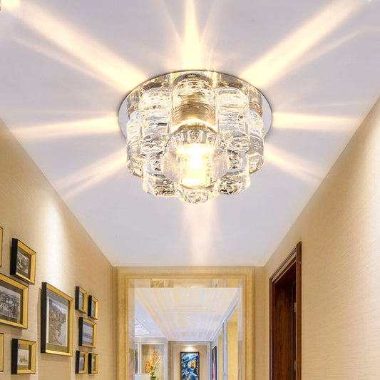 LED Blossom Flush Mount Clear K9 Crystal Ceiling Lamp for Living Room in Multi Color