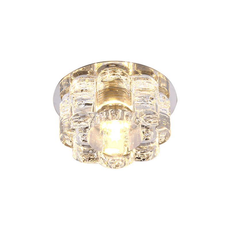 LED Blossom Flush Mount Clear K9 Crystal Ceiling Lamp for Living Room in Multi Color