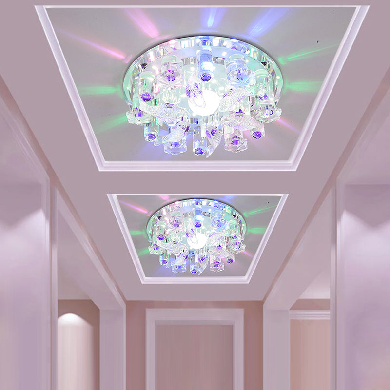 Contemporary LED Crystal Flush Mount Ceiling Light for Fish-themed Bedrooms