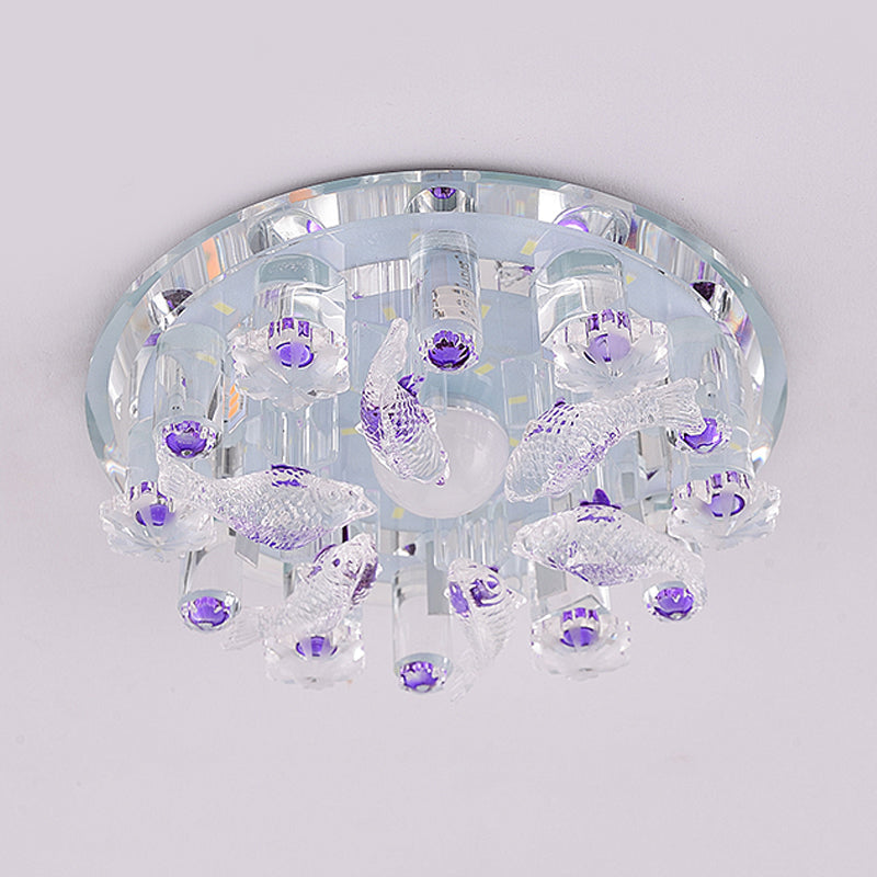 Contemporary LED Crystal Flush Mount Ceiling Light for Fish-themed Bedrooms