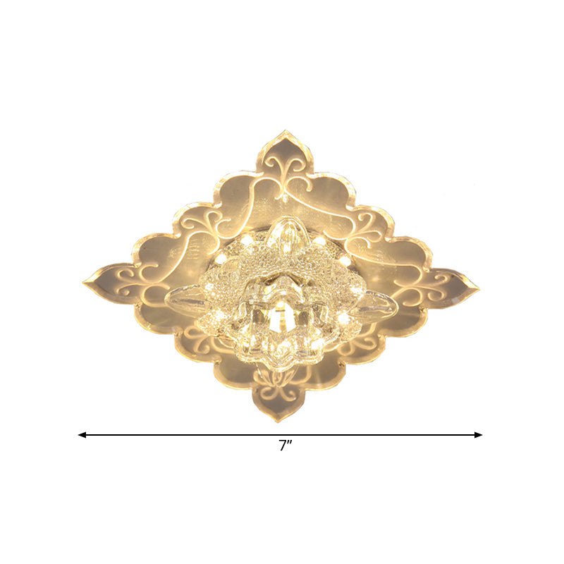 Contemporary Floral LED Crystal Ceiling Light - Clear Beveled, Multi Color/White/Warm Light