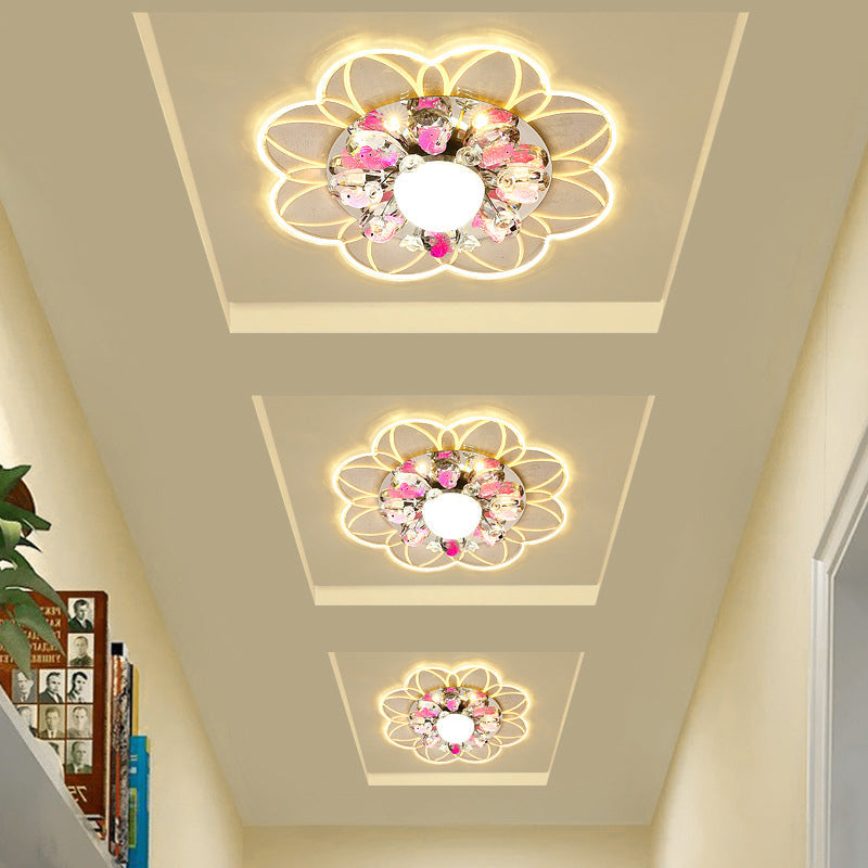 Crystal LED Flush Mount Light with Fish Design in Modern Flower Pattern and Multiple Light Options