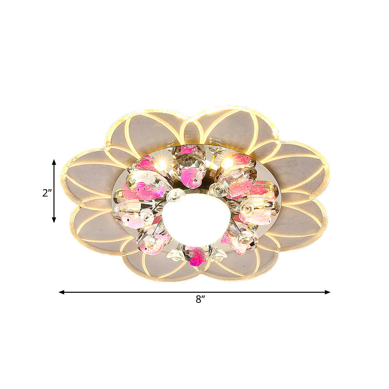 Crystal LED Flush Mount Light with Fish Design in Modern Flower Pattern and Multiple Light Options