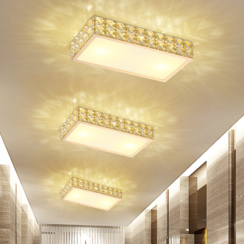 Modern Crystal White/Gold LED Flush Ceiling Light for Corridors - Simplicity Style