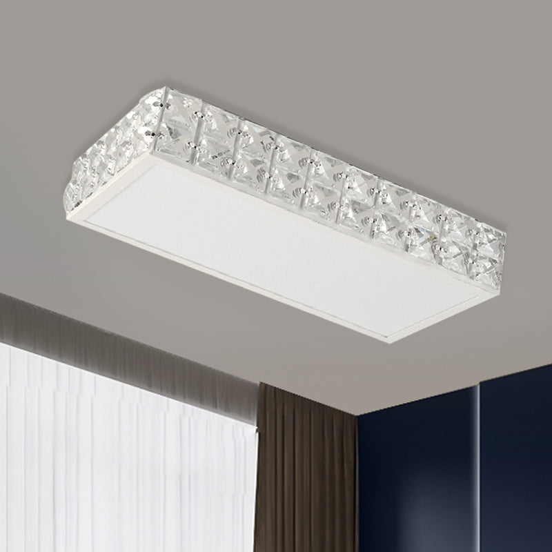 Modern Crystal White/Gold LED Flush Ceiling Light for Corridors - Simplicity Style