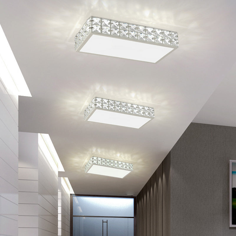 Modern Crystal White/Gold LED Flush Ceiling Light for Corridors - Simplicity Style