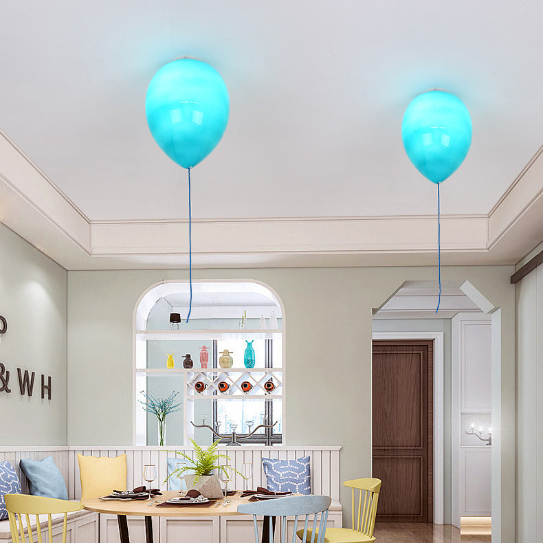 Kid's Cartoon Balloon Glass Flush Mount Ceiling Light Fixture for Bedroom