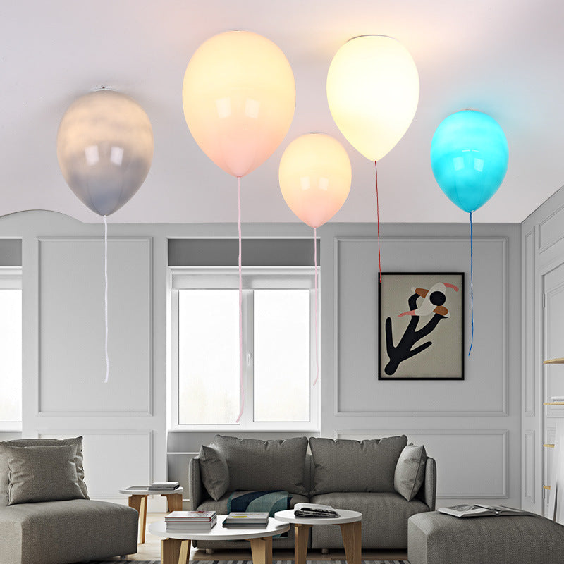 Kid's Cartoon Balloon Glass Flush Mount Ceiling Light Fixture for Bedroom