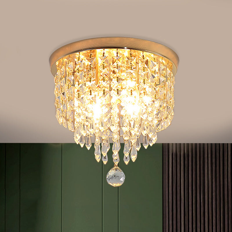 Contemporary Crystal Strand Waterfall Flushmount 8/10 Wide Ceiling Light Fixture For Hallways Clear