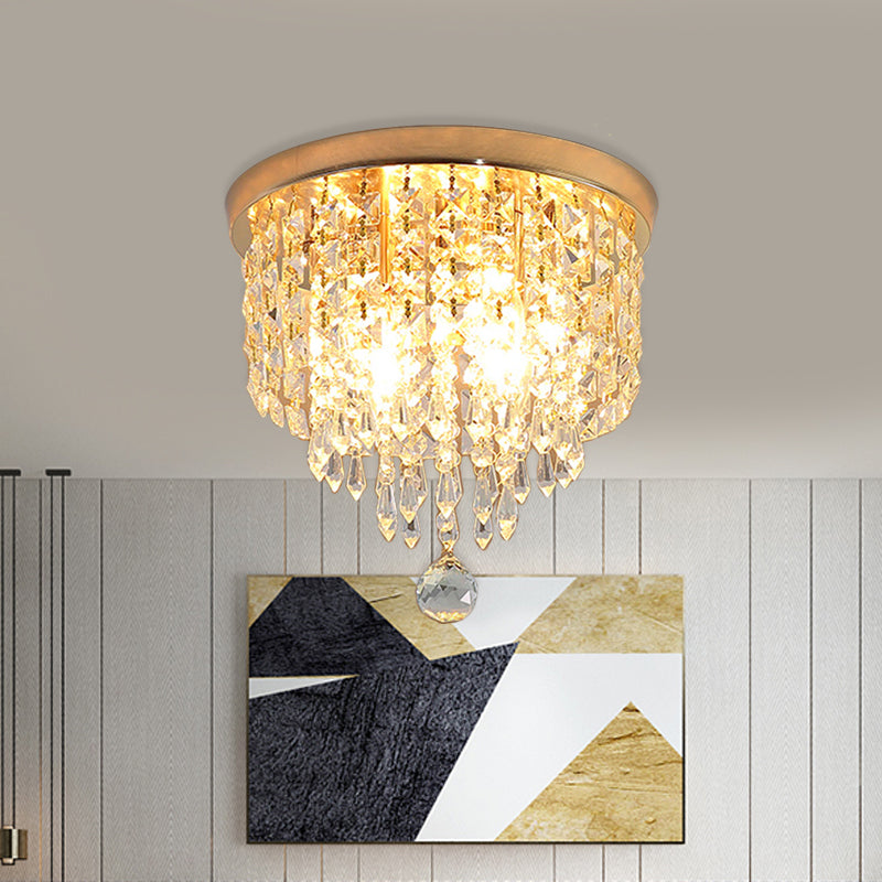 Contemporary Crystal Strand Waterfall Flushmount 8"/10" Wide Ceiling Light Fixture for Hallways