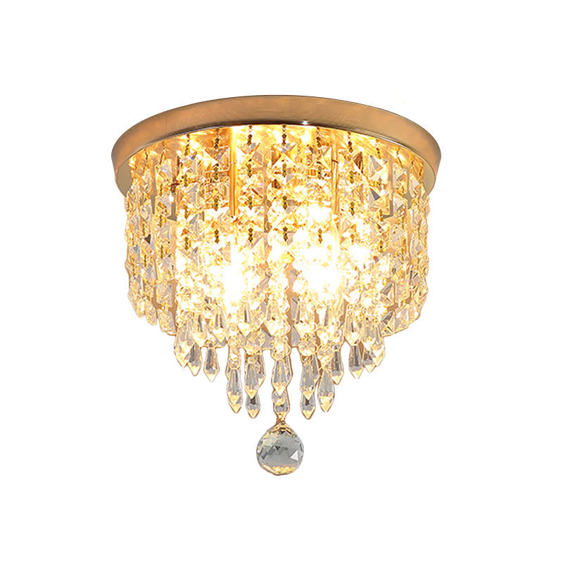 Contemporary Crystal Strand Waterfall Flushmount 8"/10" Wide Ceiling Light Fixture for Hallways